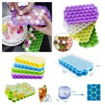Honeycomb Silicone Ice Cube Tray with Lid – 37 Grid Hexagon Ice Mold